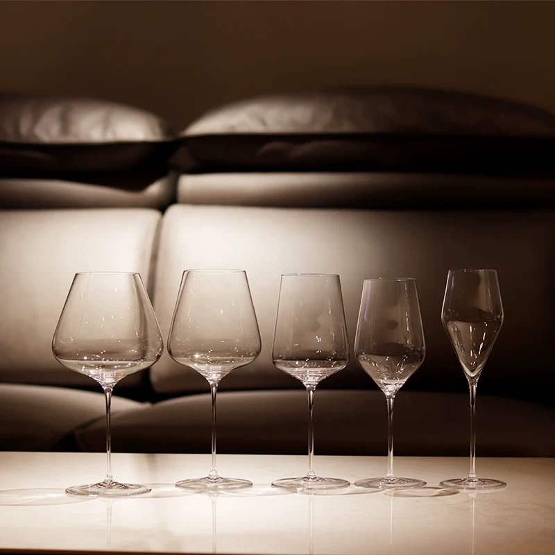 Five Persephaure glass silhouettes arranged for an evening table